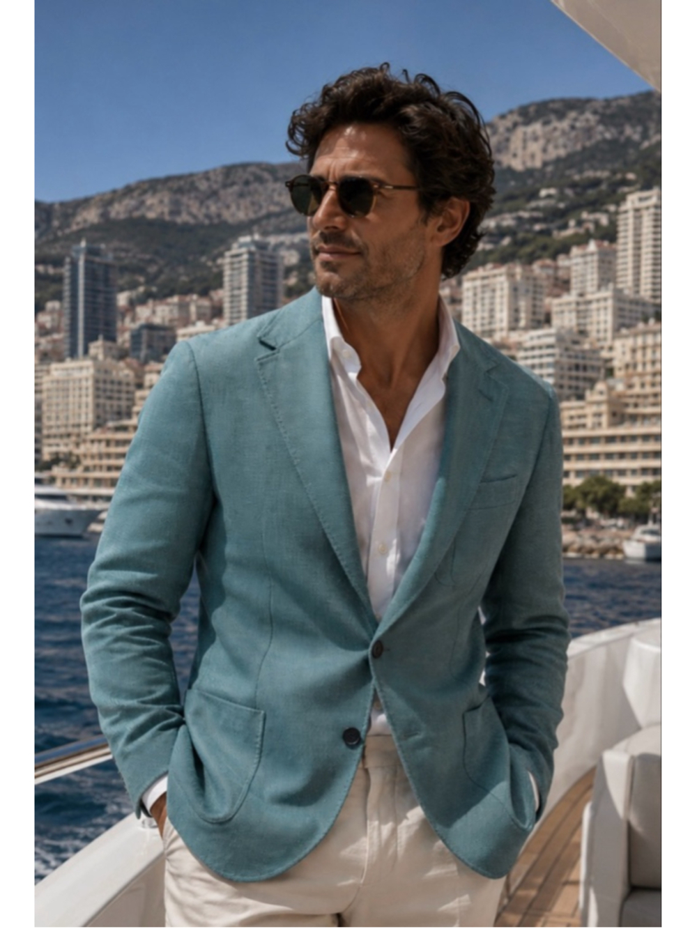 Men's Canali Teal Lightweight Summer Sport Coat 42US/52IT